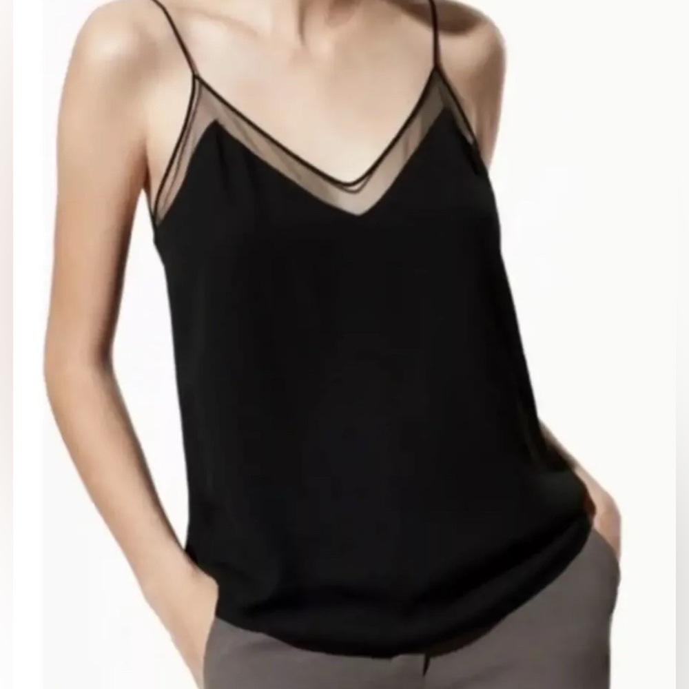 Artizia Babaton black camisole top with mesh panel size S